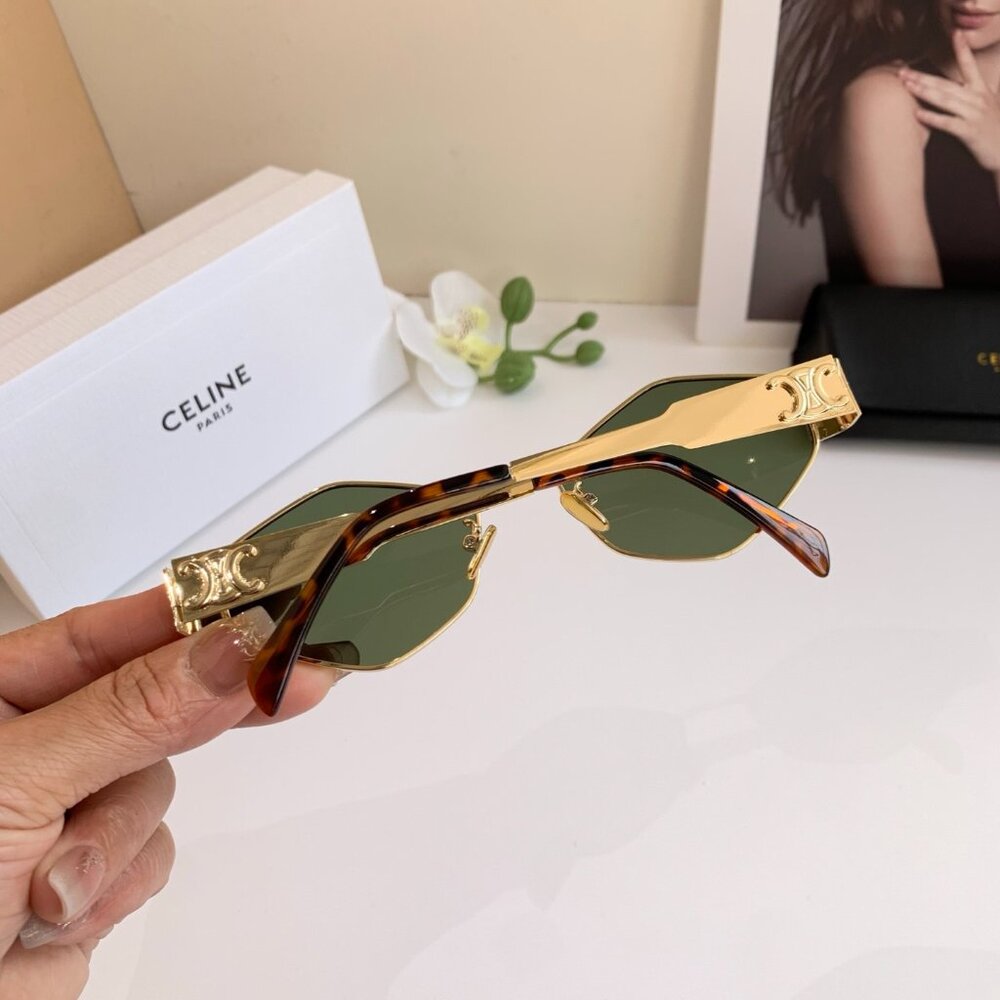 Celine Women's Sunglasses in Gold and Green - Picture 6 of 8